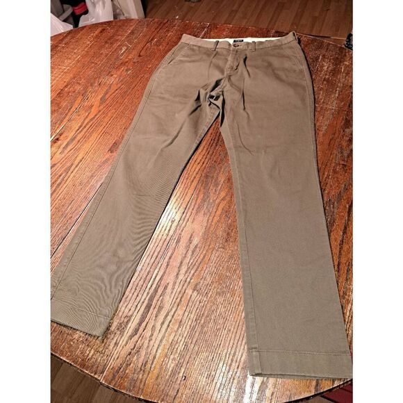 32x32 J Crew Reimagined Flex Brown Athletic Slim Olive Green Brown Pants - Picture 1 of 3